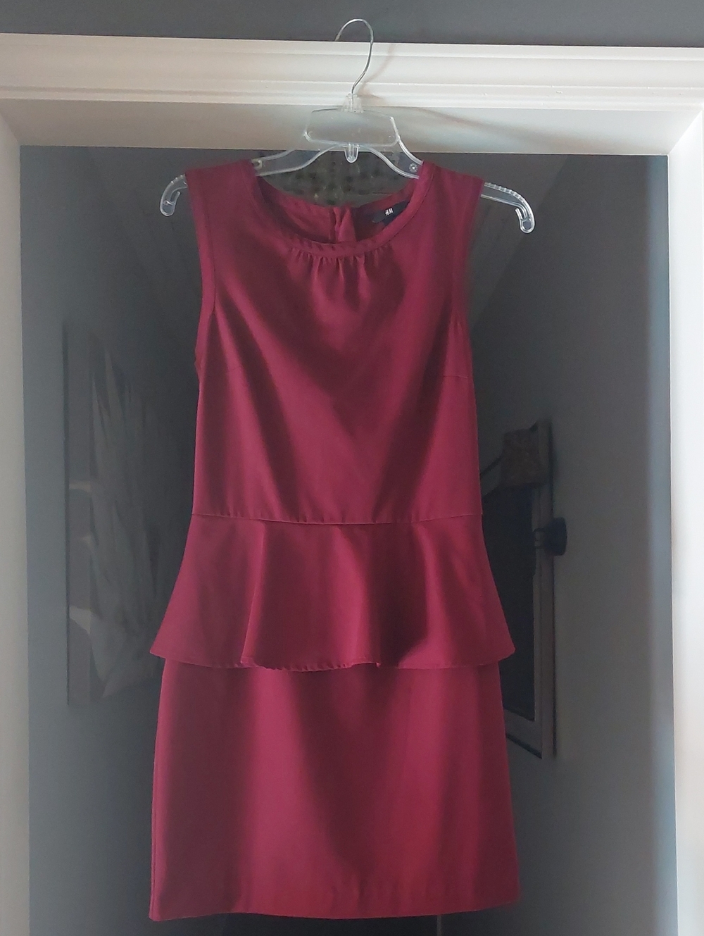 H&M Sleeveless Peplum Mini Dress - Burgundy